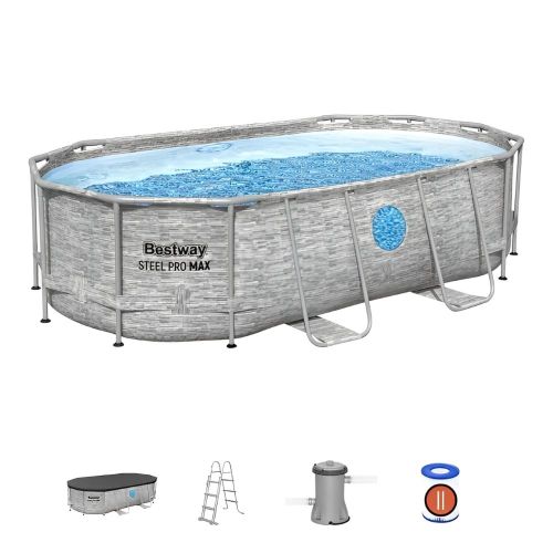 Басейн каркасний BESTWAY 427x250x100 см з фільтром, драбиною та тентом (56714)