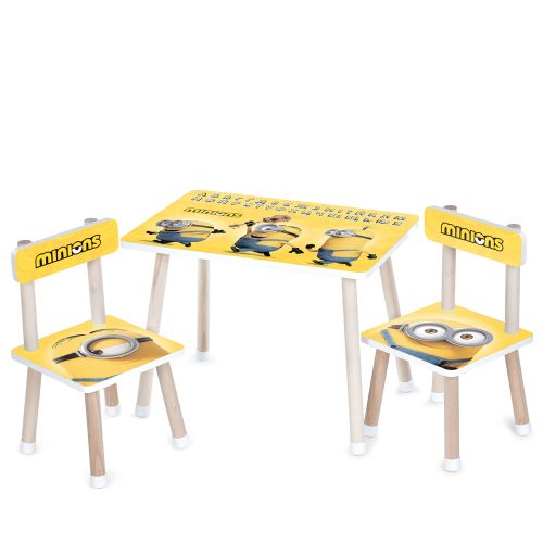 Столик зі стільчиками дитячий дерев'яний Minions та абетка (M 501-27)