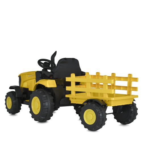 Дитячий електромобіль BAMBI RACER Трактор з причепом жовтий (M 5852EBLR-6)